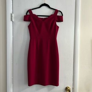 Size 0 White House, black market, cold shoulder red dress
